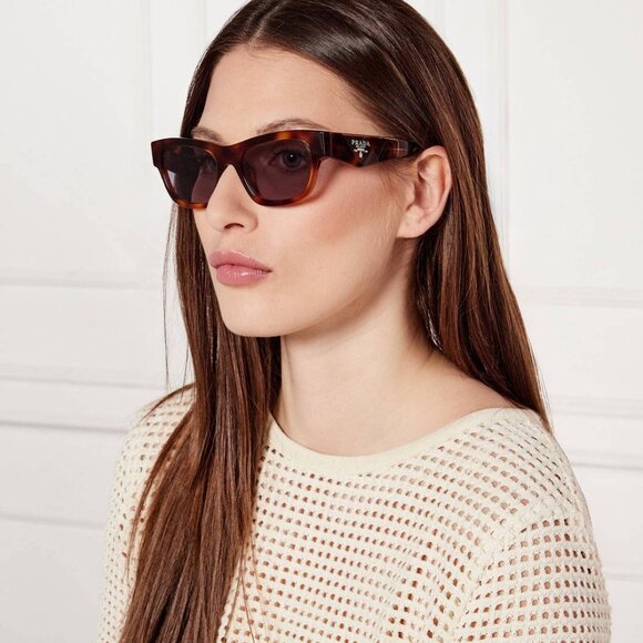Prada PRB09S 17N50L Sunglasses Root Havana Butterfly Frame, Brown Lenses - Picture 1 of 10